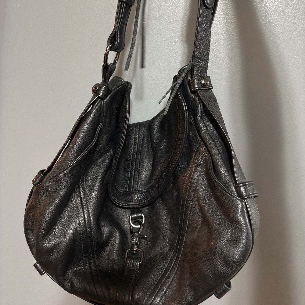 Botkier Boho Black Leather Shoulder Bag Purse - Picture 5 of 5